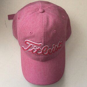 New Titleist Golf Cap Hat Visor Embroidered Logo Pink Adjustable Size NWOT